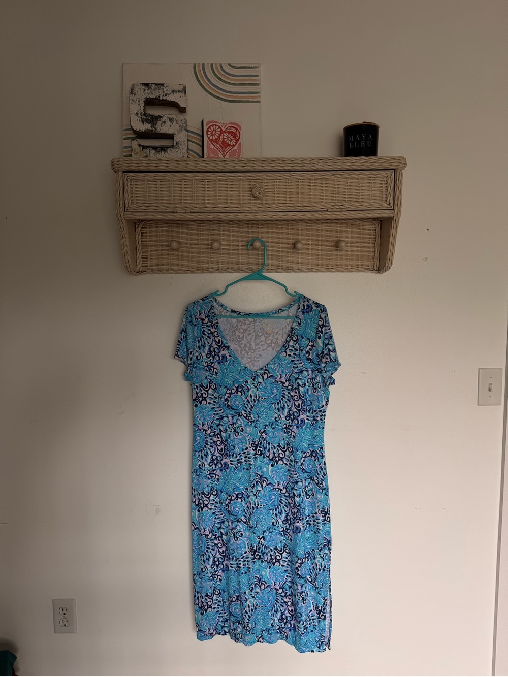 Lilly Pulitzer Blue & Turquoise V-Neck Midi Dress